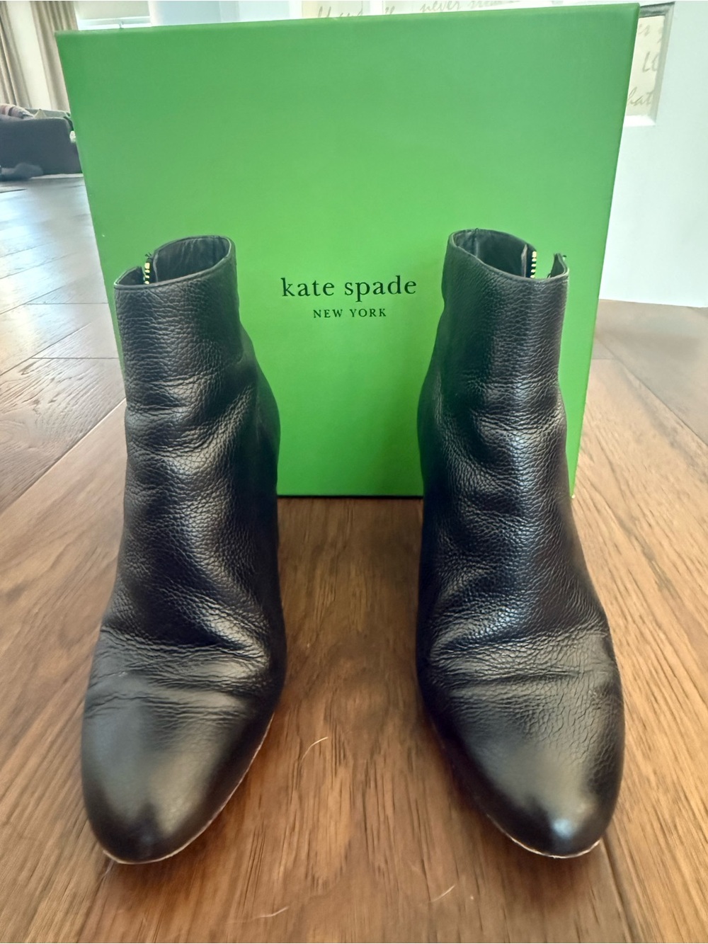kate spade Black Leather Pointed Ankle Booties